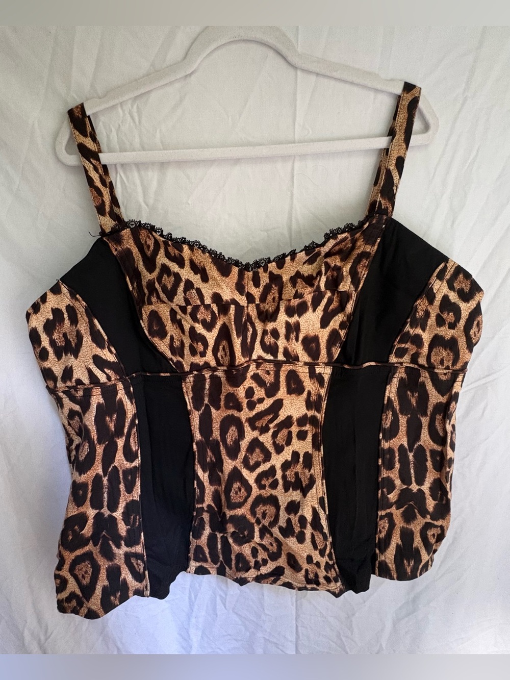 Vtg Deadstock Tripp NYC x Torrid Leopard Print Zip Corset Top See Measurements